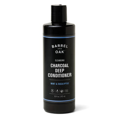 Barrel & Oak Gentlemen's Hardware charcoal deep conditioner bottle purifies while hydrating hair.