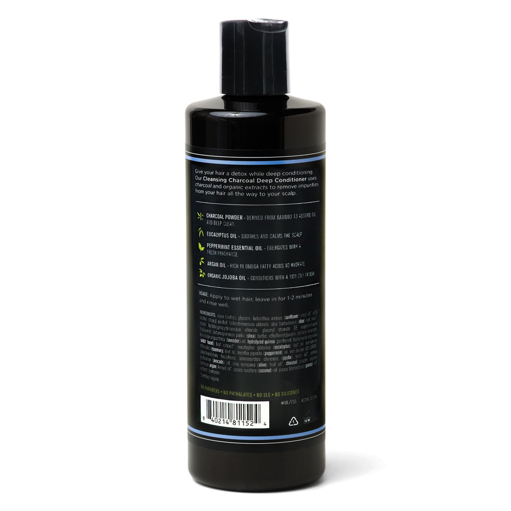 Barrel & Oak Gentlemen's Hardware detoxifying conditioner ingredients close-up featuring charcoal and oils.