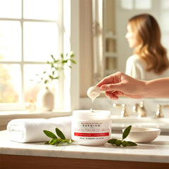 Basil Stem Cells Argan Hair Treatment close-up of creamy texture on split ends.