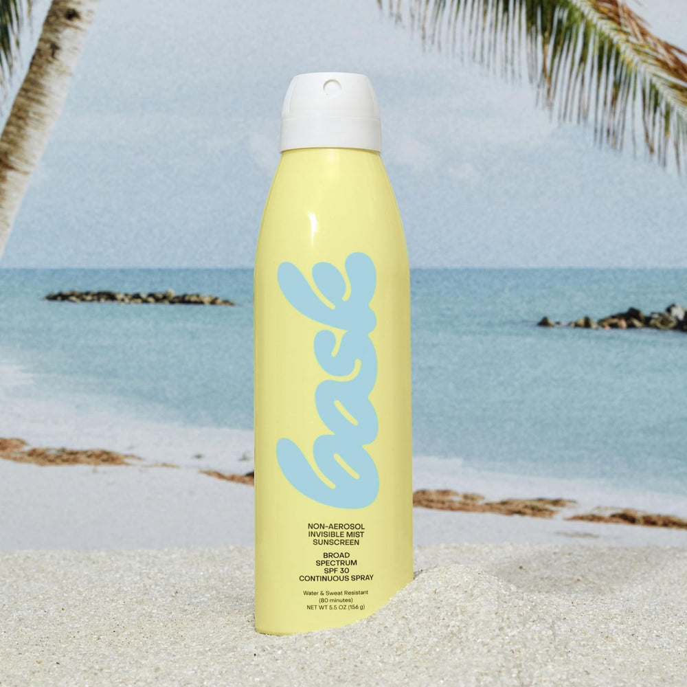 Bask Suncare SPF30 invisible mist on skin with no white cast