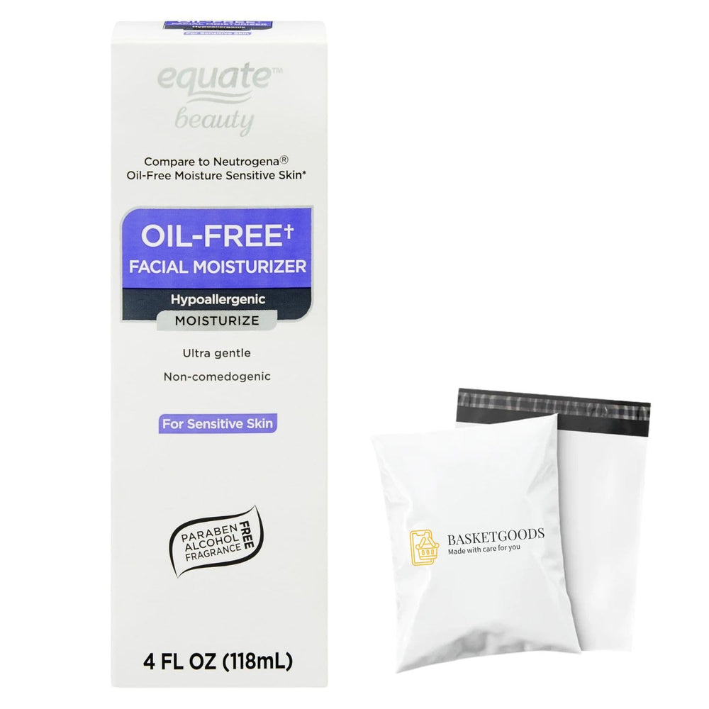 Basket Goods Equate Beauty oil-free moisture bottle front view for daily hydration.