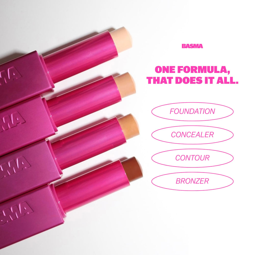 Basma Beauty Foundation Stick delivers ultra-hydration with aloe and vitamin E.