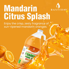 Bastion Mandarin Orange foaming hand soap bottle pour creates quick lather