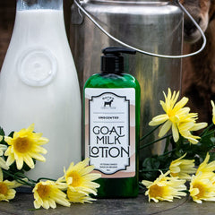 Closeup of Bates Family Farm lotion label highlights natural ingredients and unscented option