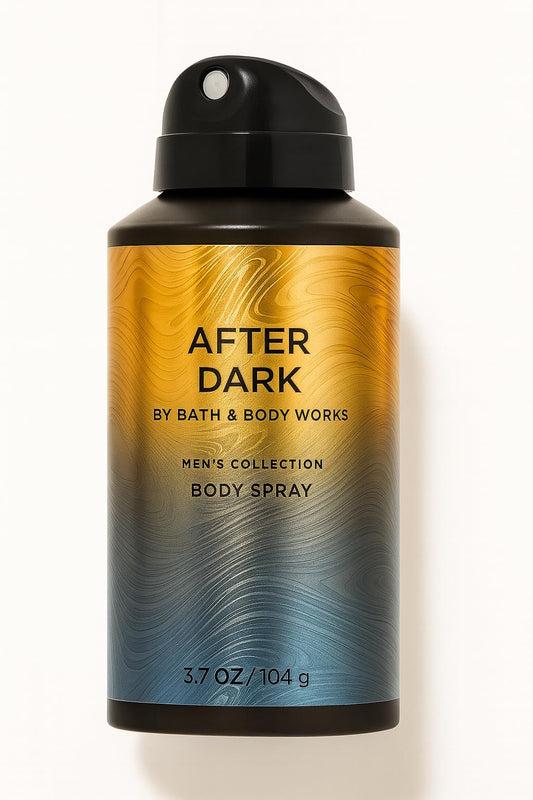 Bath and Body Works After Dark bottle showing masculine amber suede scent for daily confidence.
