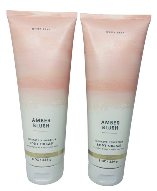 Bath & Body Works Amber Blush body cream jar close-up highlighting moisturizing formula.