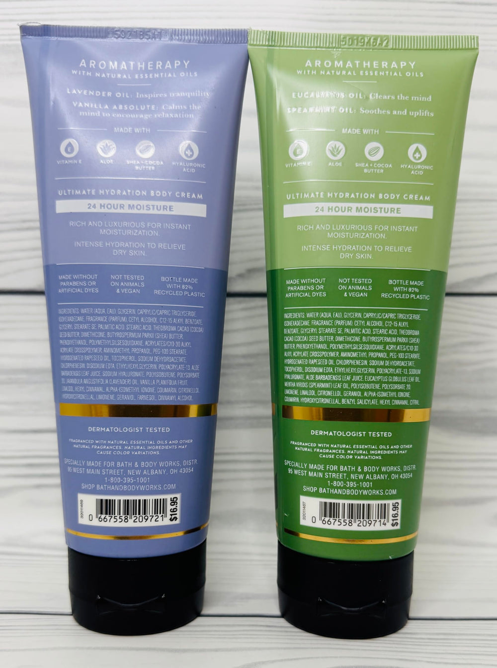 Bath & Body Works Aromatherapy Lavender Vanilla cream tub close-up, soothing bedtime ritual for relaxed skin.