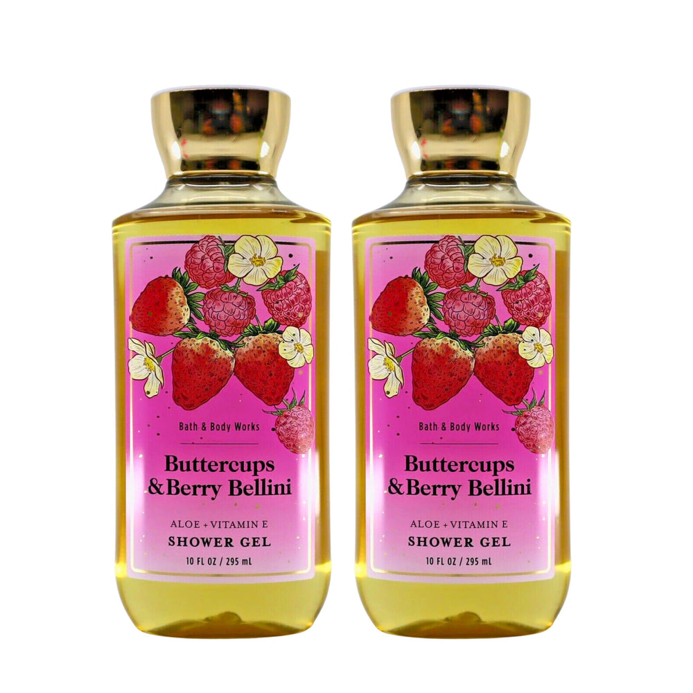Bath & Body Works Buttercups Berry Bellini shower gel 2-pack for refreshing cleanse and uplifting mood.