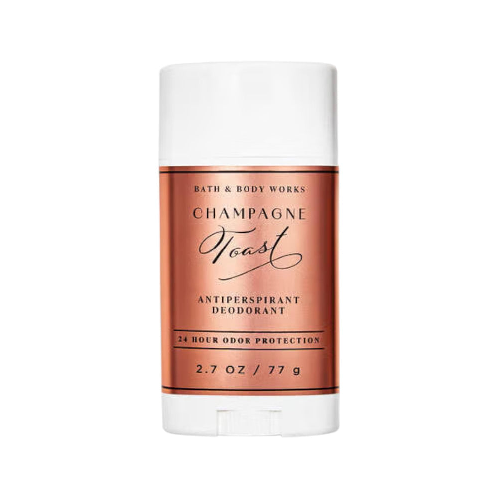 Bath and Body Works Champagne Toast deodorant stick provides daily protection with a subtle, refreshing scent.
