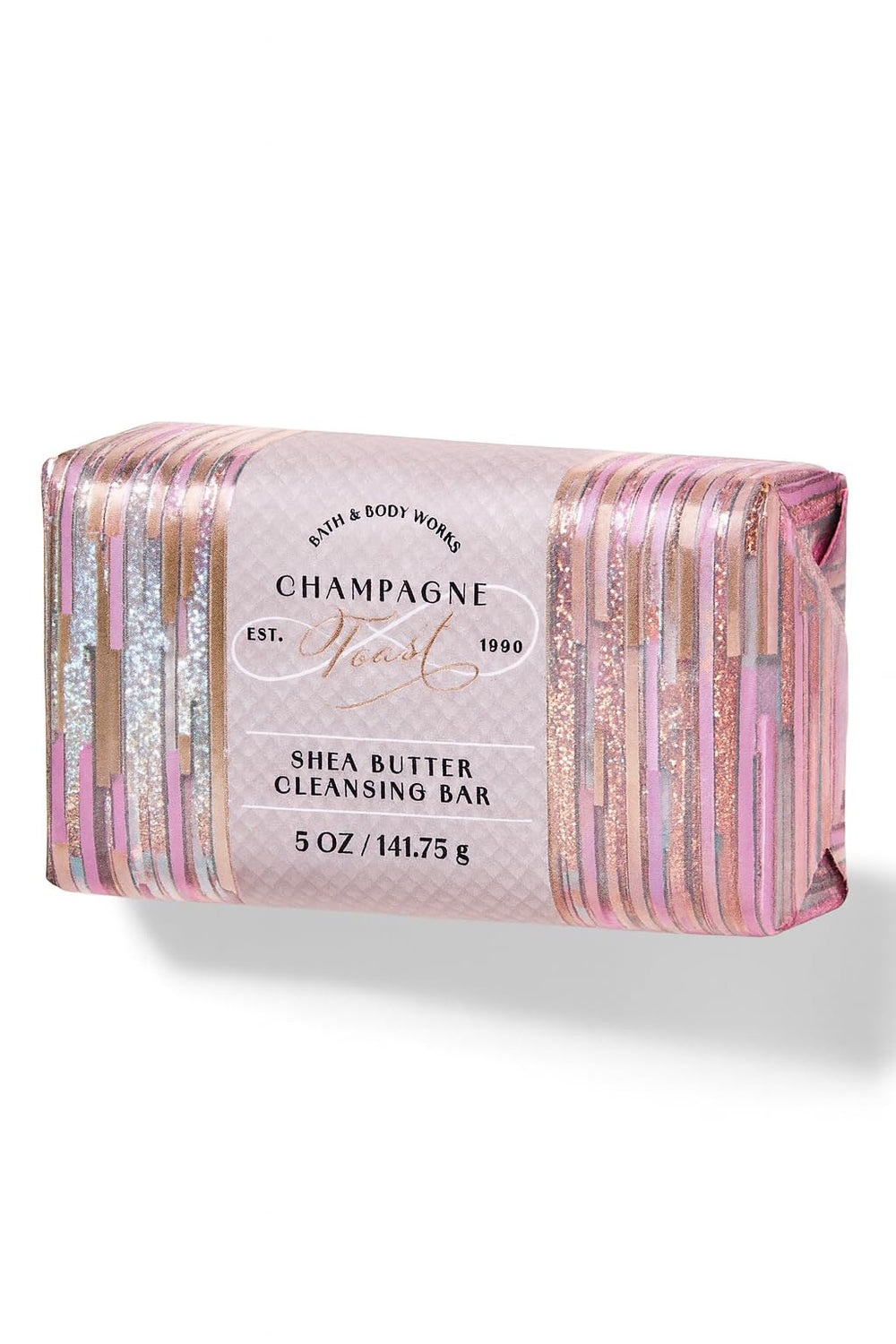 Champagne Toast cleansing bar moisturizes while cleansing, ideal for refreshing showers.