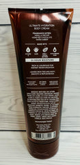 Bath & Body Works Chocolate Amber Ultimate Hydration Cream texture close-up emphasizing creamy consistency.