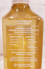 Bath & Body Works Gingerbread Bakery cleansing gel with aloe and vitamin E nourishes hands during washing.