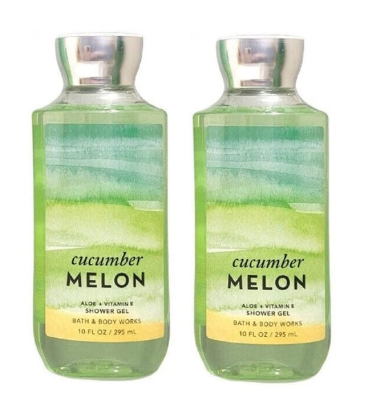 Bath & Body Works Cucumber Melon shower gel 2-pack front view, gift-ready set.