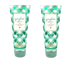 Bath & Body Works Gingham Fresh Ultimate Hydration Body Cream bottle closeup, rich moisture for dry skin.