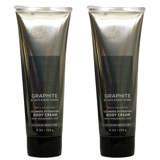 Bath and Body Works Graphite 8oz body cream two-pack for daily moisturization.