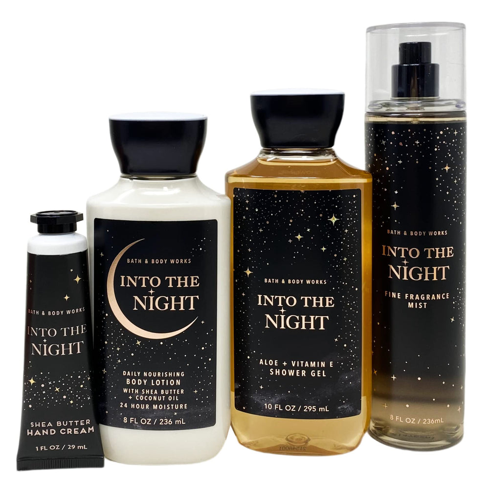 Bath and Body Works Into The Night products in a clear bag, ideal for celebrations