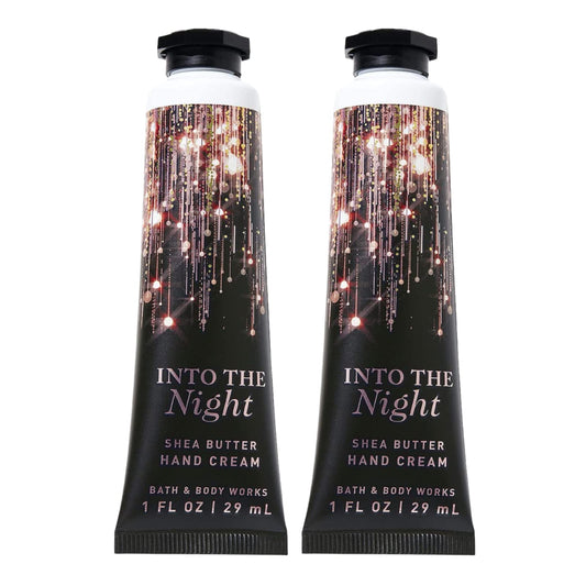 Bath & Body Works Into The Night hand cream tube showing hyaluronic hydration.