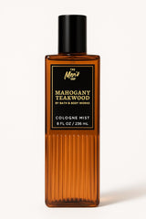 Bath & Body Works Mahogany Teakwood Cologne Mist bottle shows woodsy, refined scent.