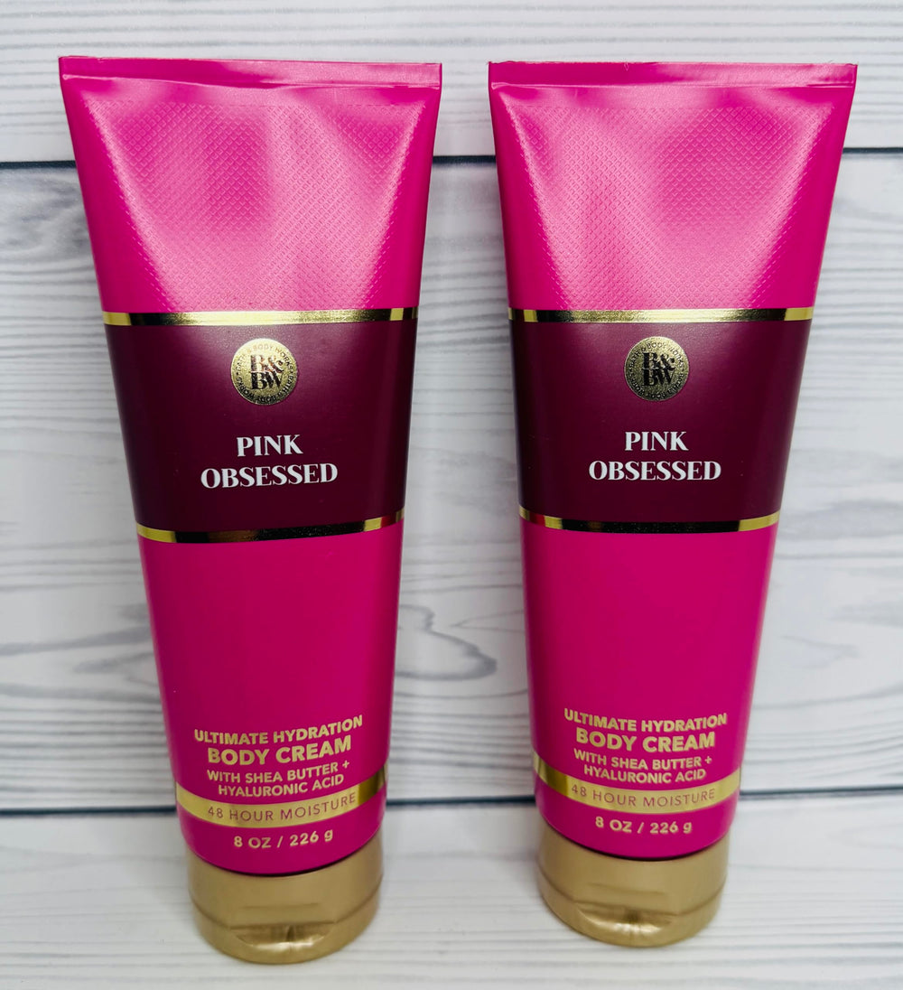 Bath & Body Works Pink Obsessed Ultimate Hydration Body Cream 2-pack demonstrates creamy texture for daily hydration