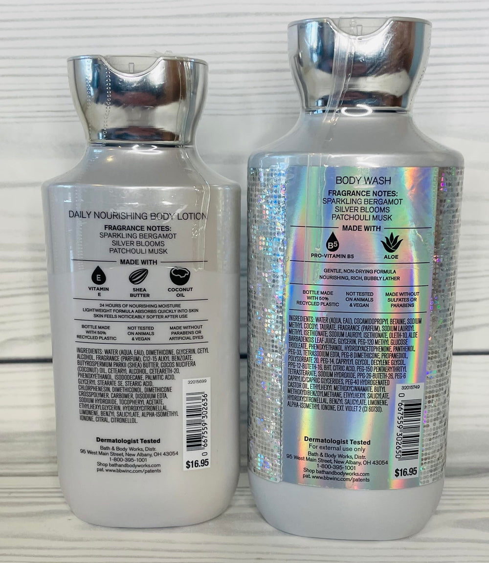 Bath & Body Works Platinum Body Wash bottle featuring Pro-Vitamin B5 and Aloe for gentle cleansing.