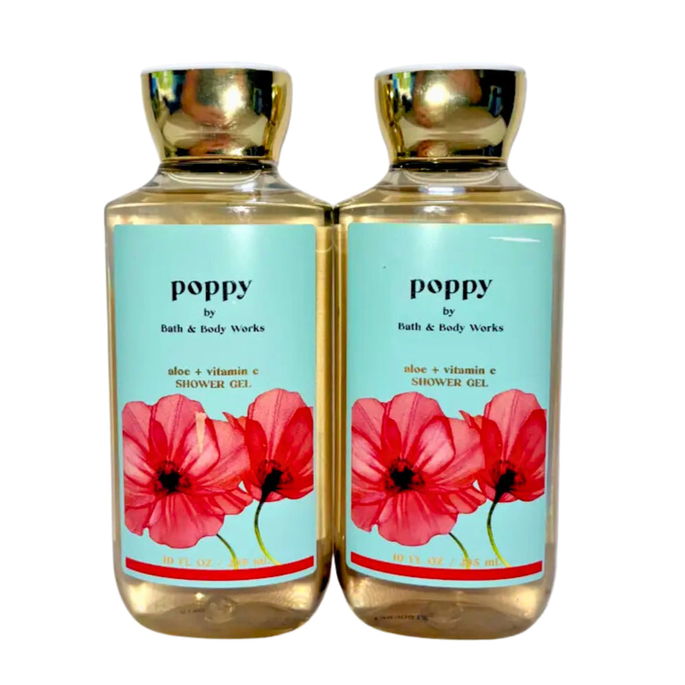 Bath & Body Works Poppy shower gel 2-pack with floral fragrance for refreshing daily cleanse.