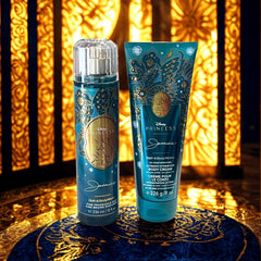 Display showing Princess Jasmine collection with festive holiday vibes