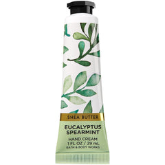 Bath & Body Works Shea Butter Hand Cream Eucalyptus Mint tube for quick hydration and soft hands.