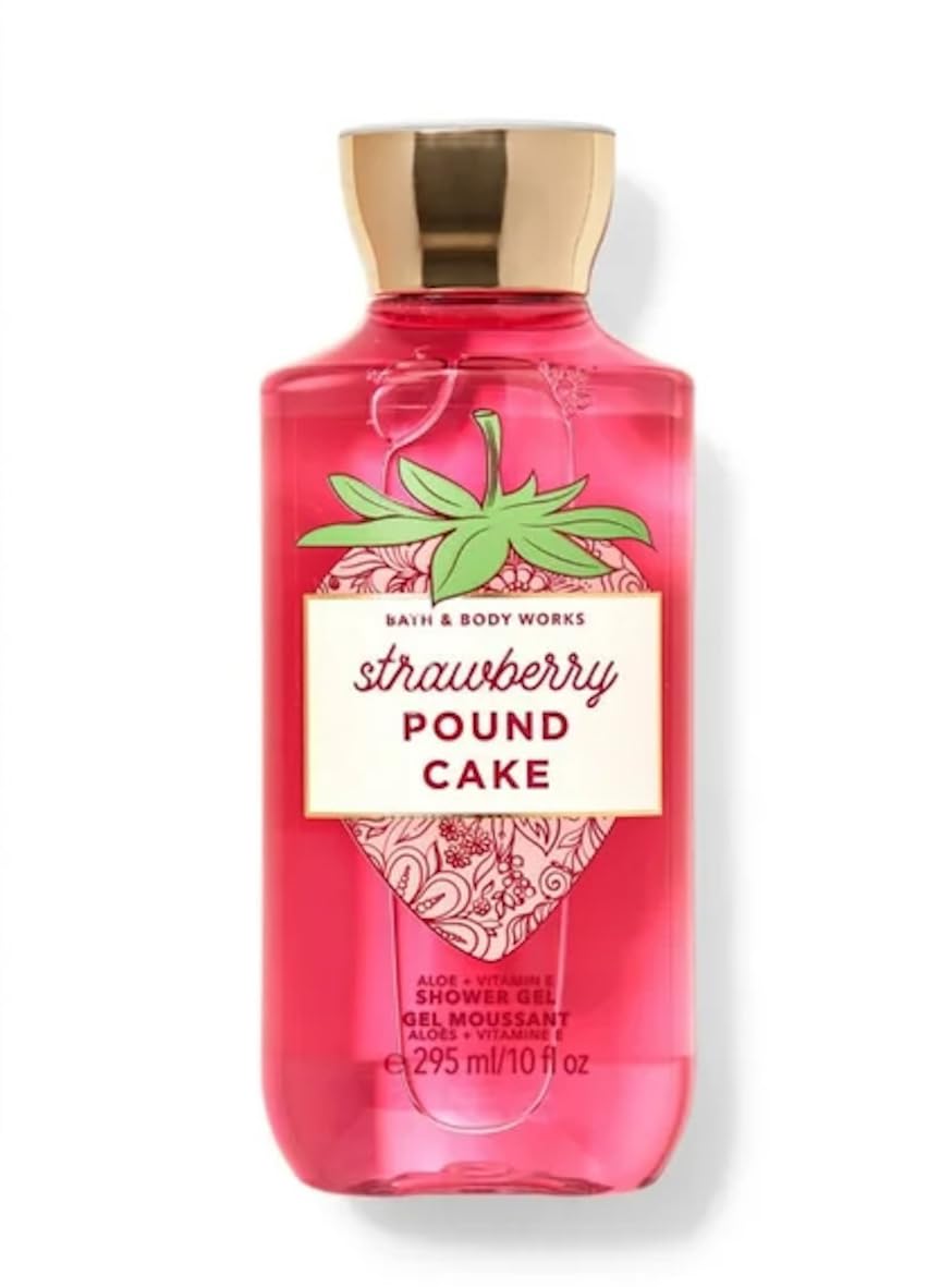 Bath and Body Works Signature Shower Gel Strawberry Pound Cake bottle for daily cleansing with a rich lather.