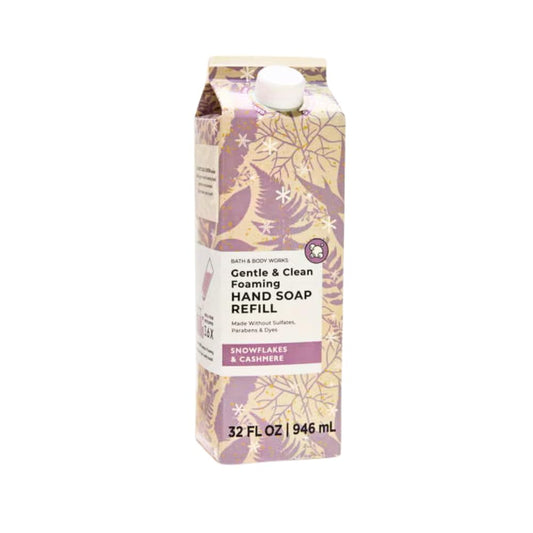 Bath and Body Works Snowflakes and Cashmere refill bottle for continuous gentle cleansing with a cozy winter scent.