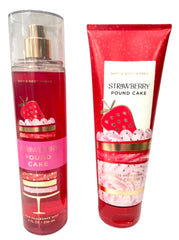 Packaging variation image shows gift-ready Bath & Body Works Strawberry Pound Cake bundle.