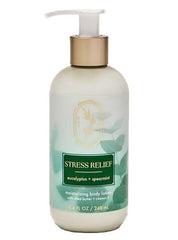 Bath and Body Works Stress Relief moisturizing lotion bottle with eucalyptus spearmint for nightly relaxation.