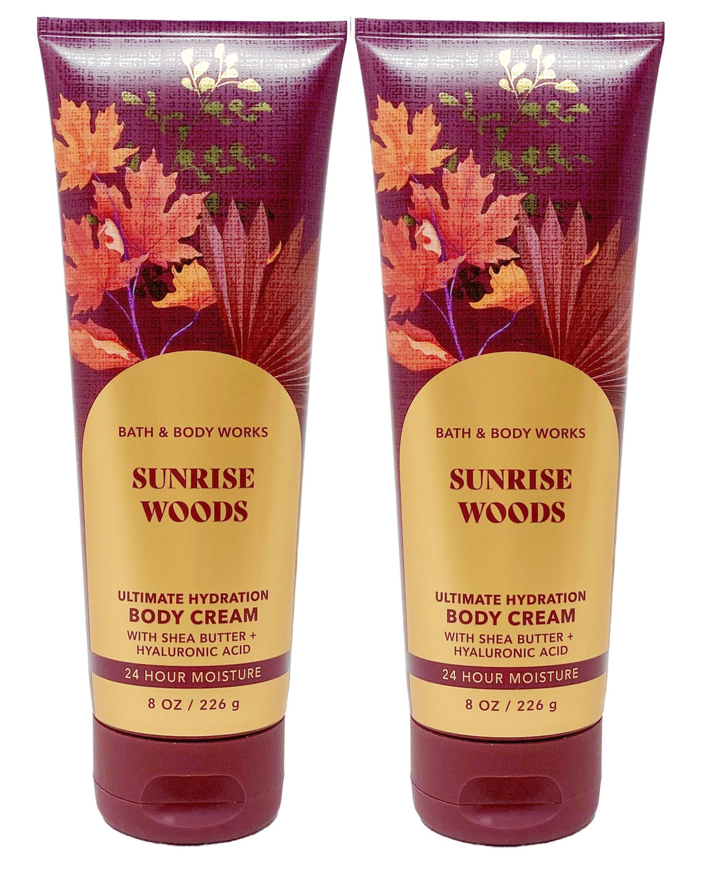 Bath & Body Works Sunrise Woods two-pack Ultra Shea Cream bottles provide rich hydration.
