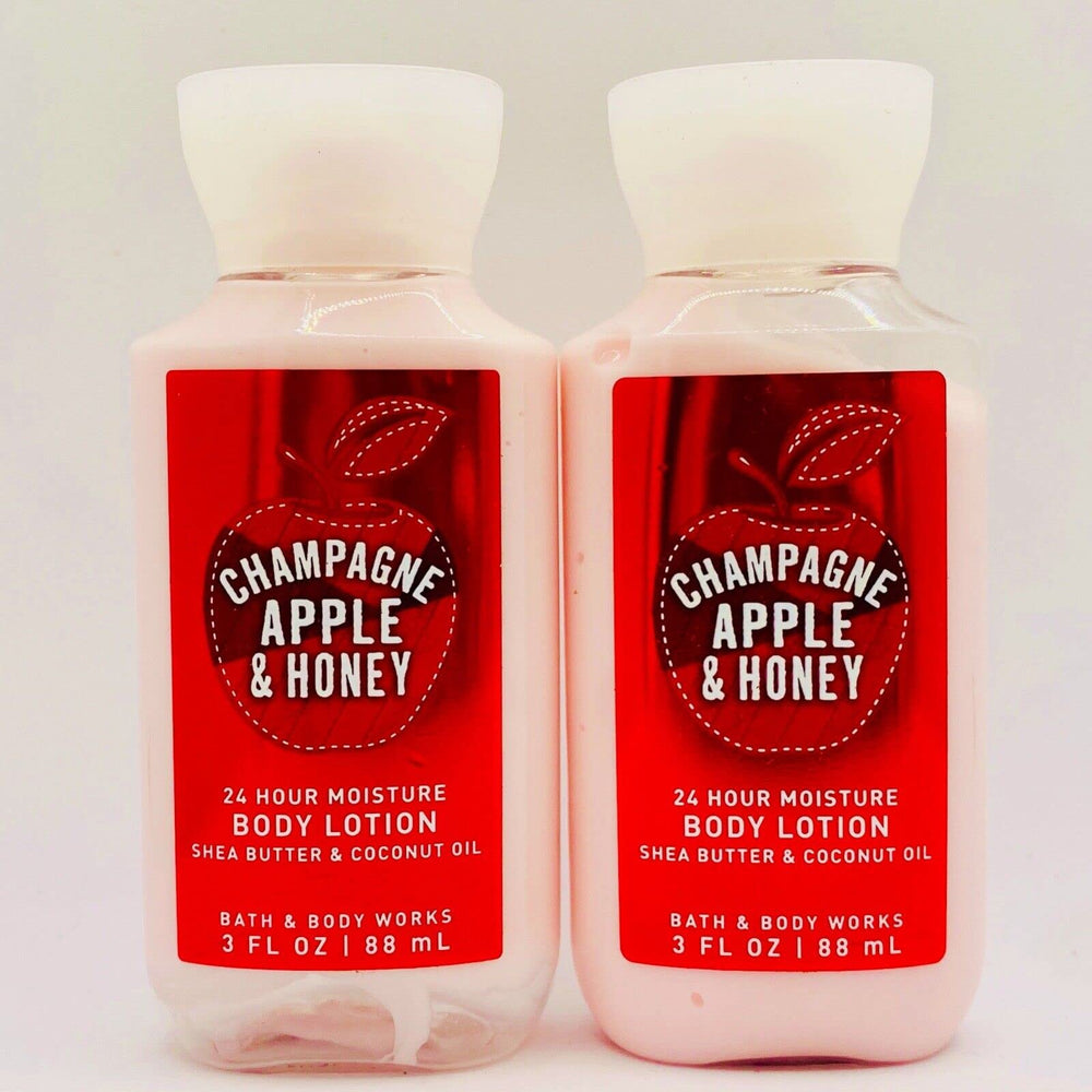 Bath and Body Works Champagne Apple and Honey lotion set bottle for daily hydration