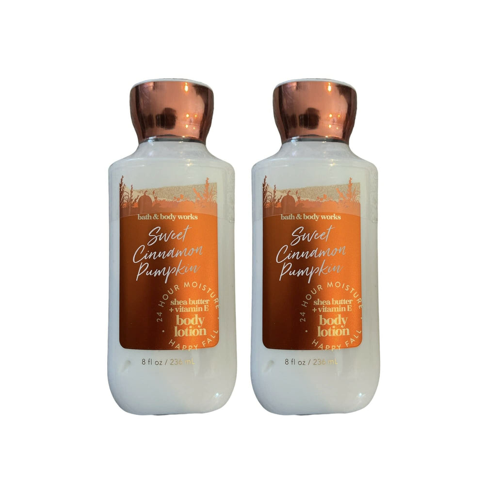 Bath & Body Works Sweet Cinnamon Pumpkin lotion front view, rich moisture, fast absorption