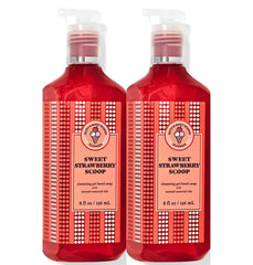 Bath and Body Works Sweet Strawberry Scoop hand soap bottle pour for quick hand cleansing