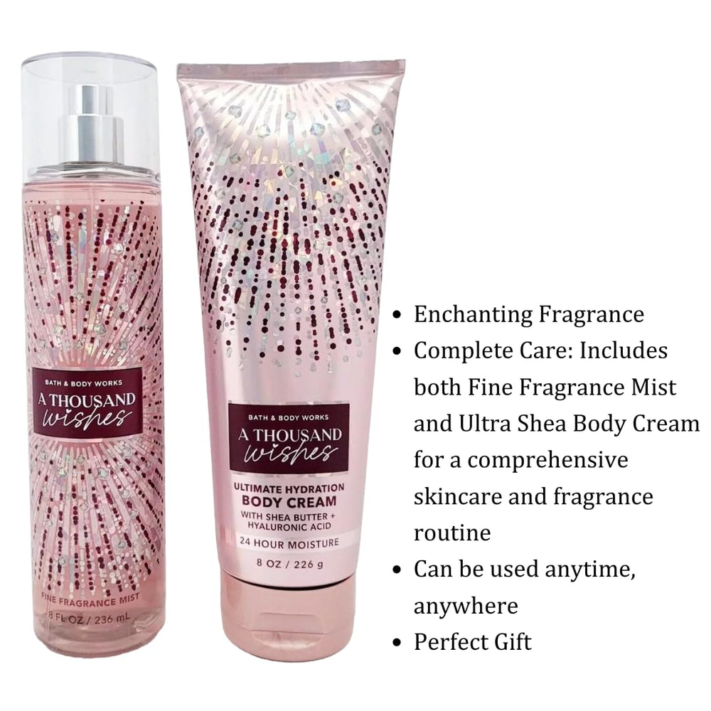 Bath & Body Works Thousand Wishes Gift Set with holographic pink packaging, elegant for gifting