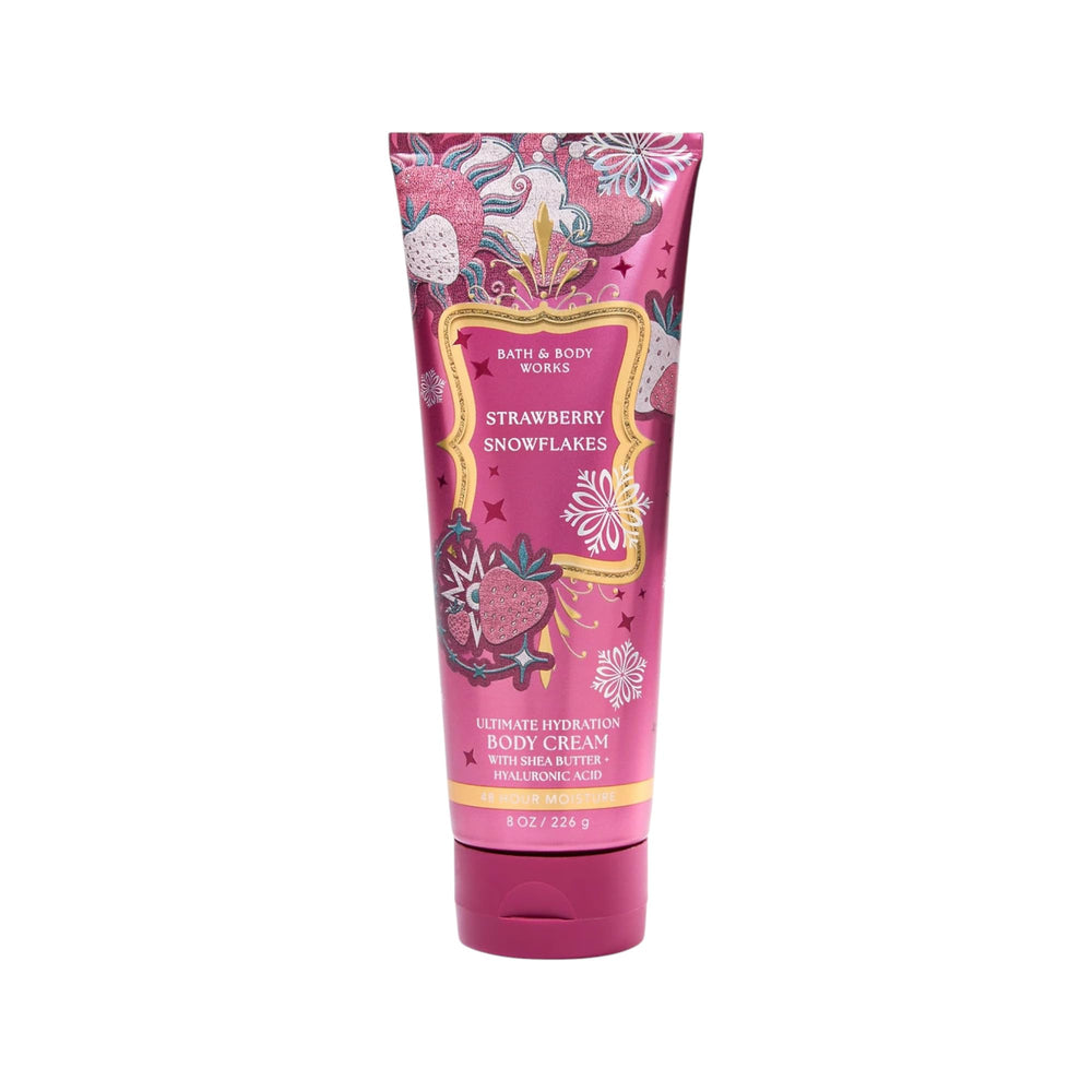 Bath & Body Works Ultimate Hydration Body Cream Strawberry Snowflakes; deeply moisturizes skin.