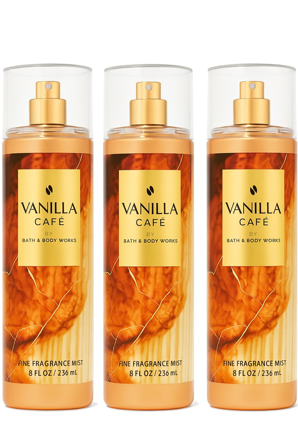 Bath and Body Works Vanilla Café fine fragrance mist 3-pack for long-lasting everyday wear and gifting.