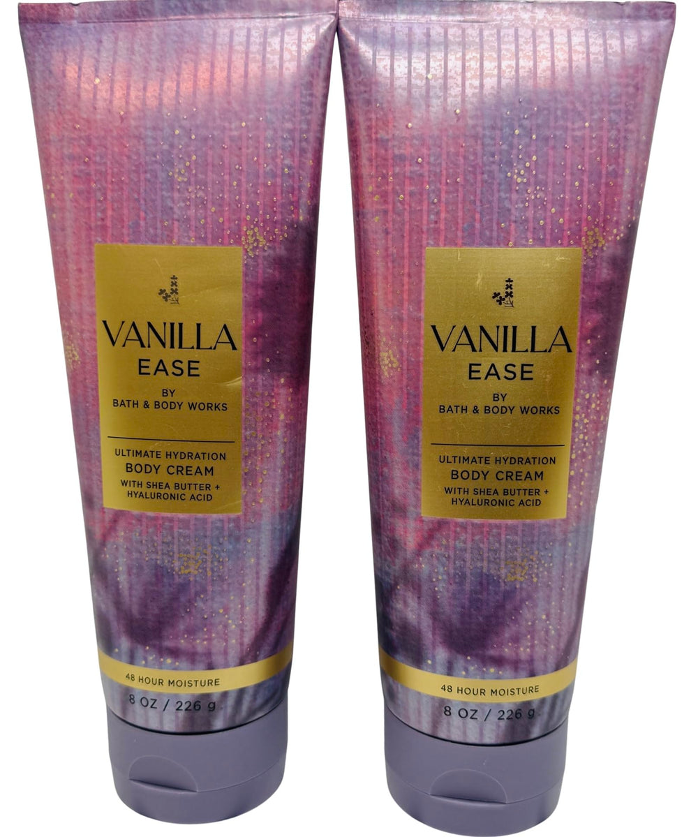 Bath & Body Works Vanilla Ease Ultimate Hydration Body Cream front view showing two jars for daily moisture