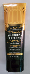 Bath & Body Works Whiskey Reserve cream jar highlighting moisturizing formula with vitamin E and shea.