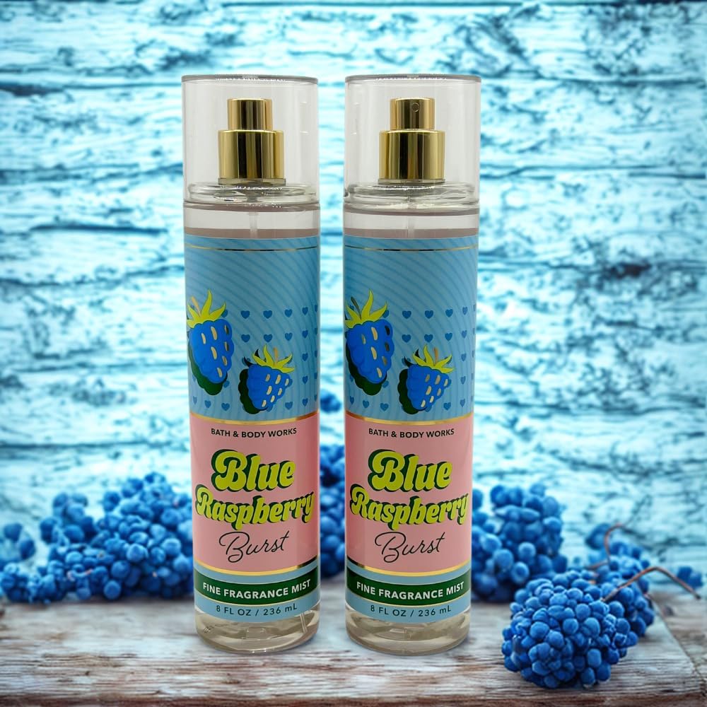 Bath & Body Works Blue Raspberry Burst mist label, crisp branding for display