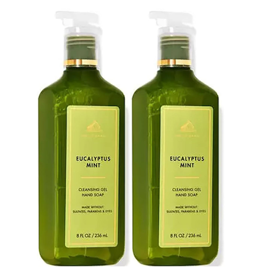 Bath & Body Works cleansing gel hand soap with eucalyptus spearmint delivers a rich lather for clean hands