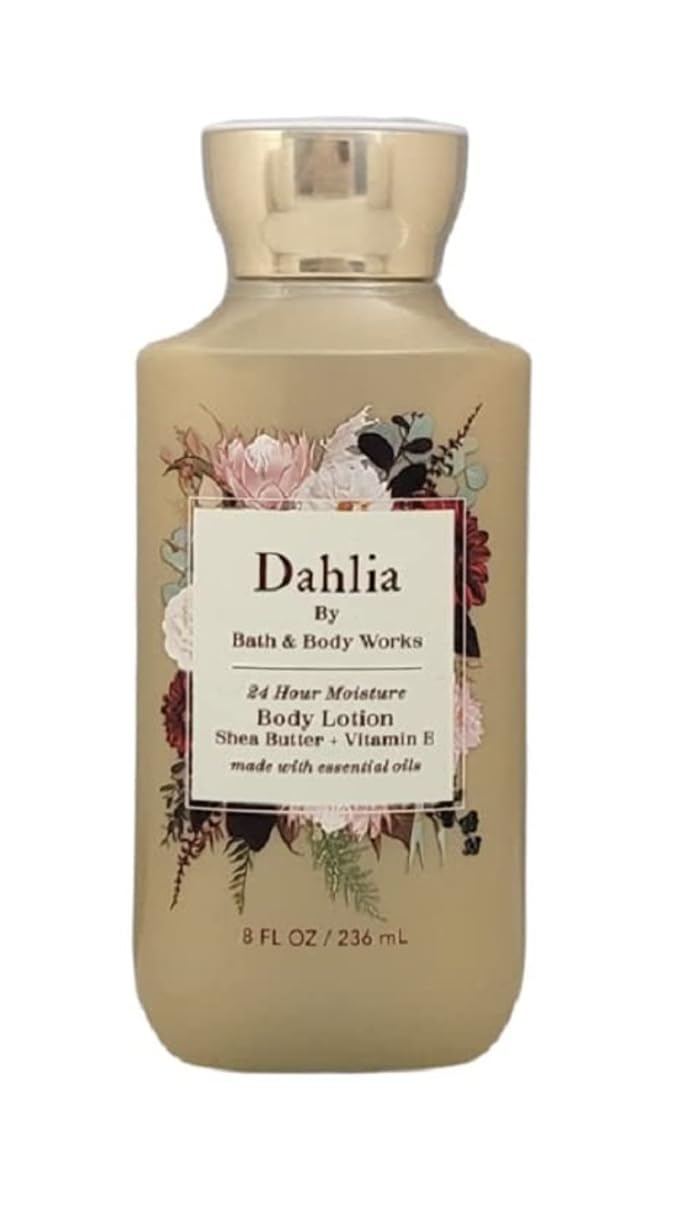 Bath & Body Works Dahlia lotion set with two 8 oz bottles for lasting moisture