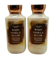 Bath & Body Works Warm Vanilla Sugar lotion bottle pour highlights creamy texture and inviting fragrance.