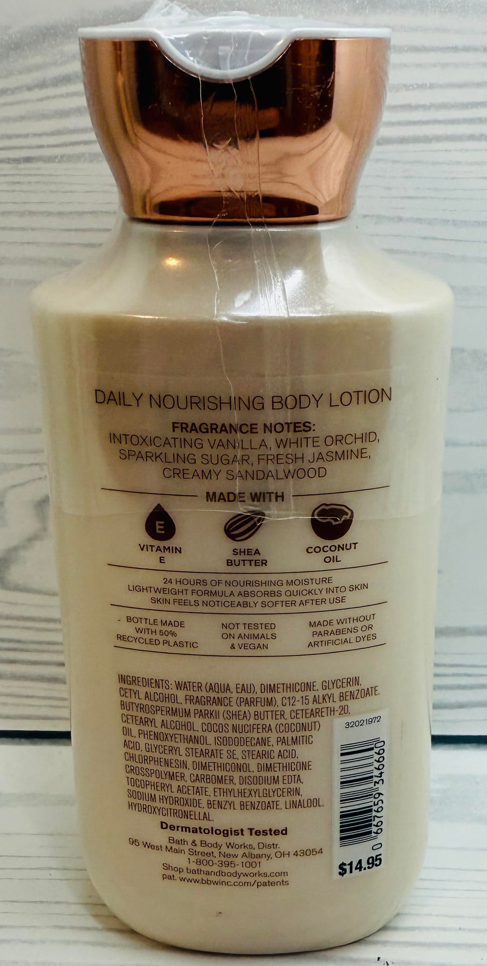Bath & Body Works Warm Vanilla Sugar lotion packaging two bottles emphasizes value and convenience.