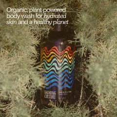 Bathing Culture Break Water label close-up highlighting organic ingredients.