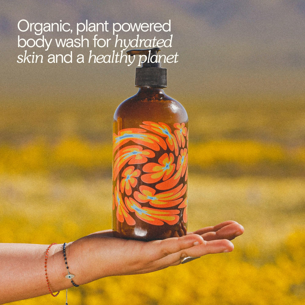 Bathing Culture Meadow Vision bottle back, ingredients and eco-friendly packaging highlighted.