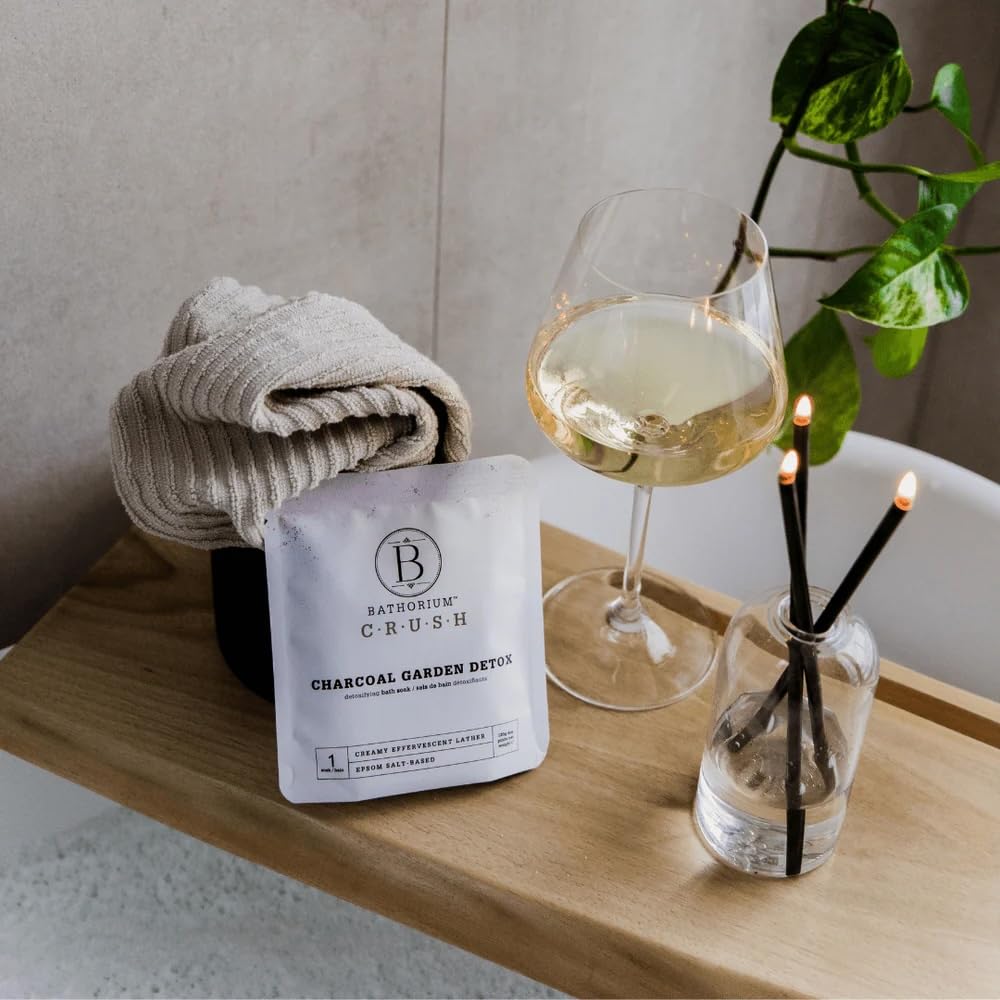 Bathorium Charcoal Garden Detox Crush basil and lavender oils provide calming aroma
