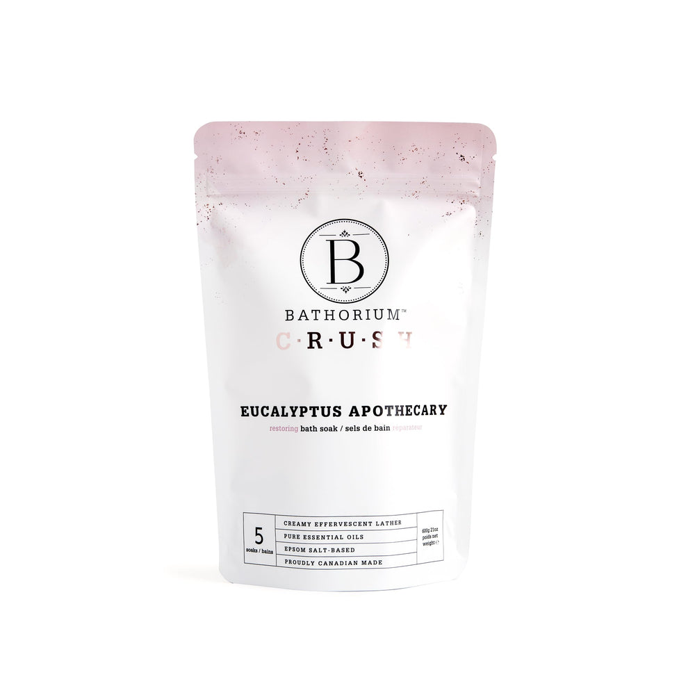 Bathorium Eucalyptus Apothecary Crush packaging shown for an at-home spa ritual
