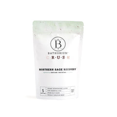 Bathorium Northern Sage Recovery Crush bag front label suggesting a soothing self-care ritual